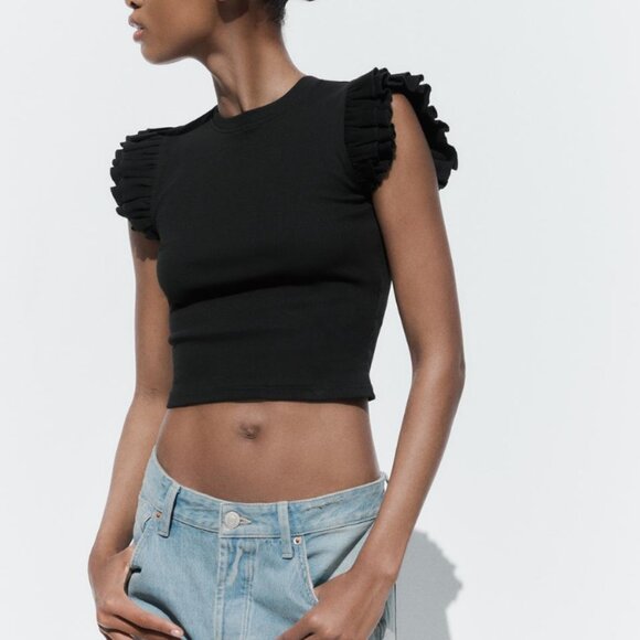 Zara Ruffled Ribbed Shirt - Picture 5 of 5